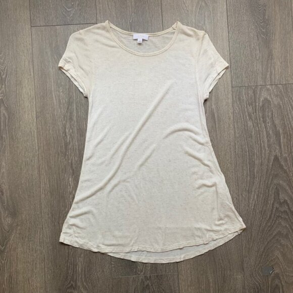 Aritzia Wilfred T-shirt Heathered Short Sleeve Linen blend Crew neck Cream XXS - Picture 3 of 12